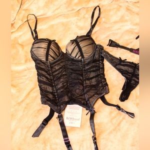 NWT Be Wicked Ruffled Tulle Corset W/Thong